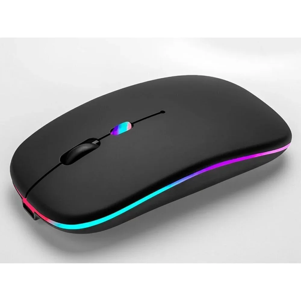 ✨Mouse Black Wireless Bluetooth Rechargeable Silent Slim LED Mouse for Laptop